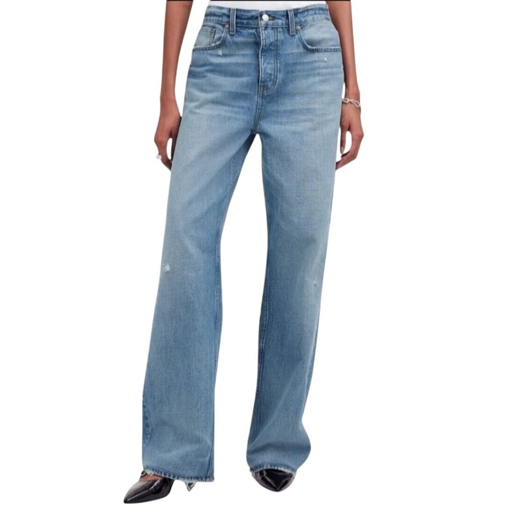 Madewell Low Slung Baggy Jeans Button Fly 5 Pockets Hamburg Wash Tall Size 29T - Picture 7 of 14